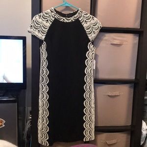 Black knee length dress with lace detailing